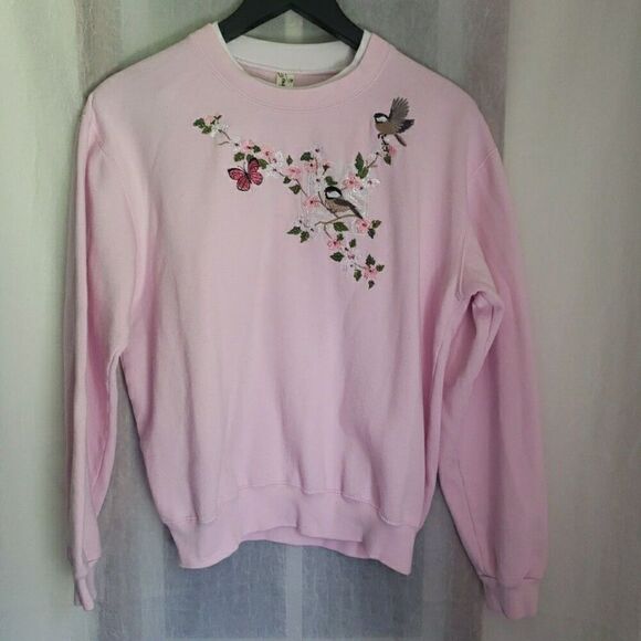 VTG Decorated Originals Sweatshirt Pink Grannycore Sweater 90's Womens Size M - Picture 1 of 11